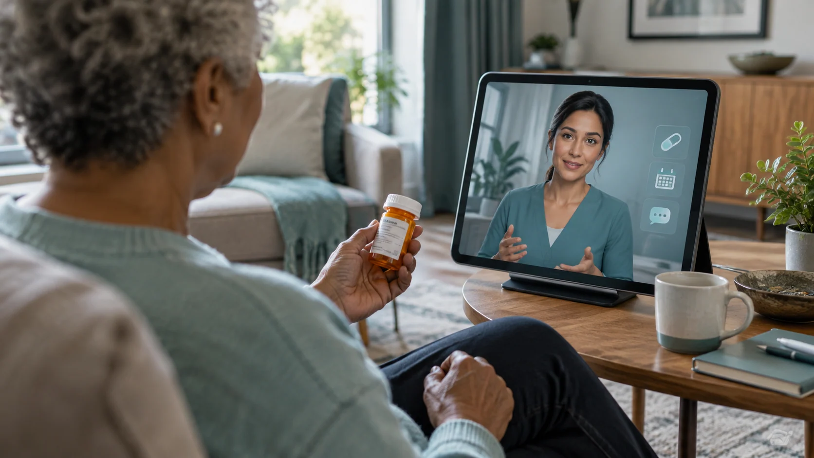 Concept illustration: Medication Adherence Technology with AI Avatars and XR