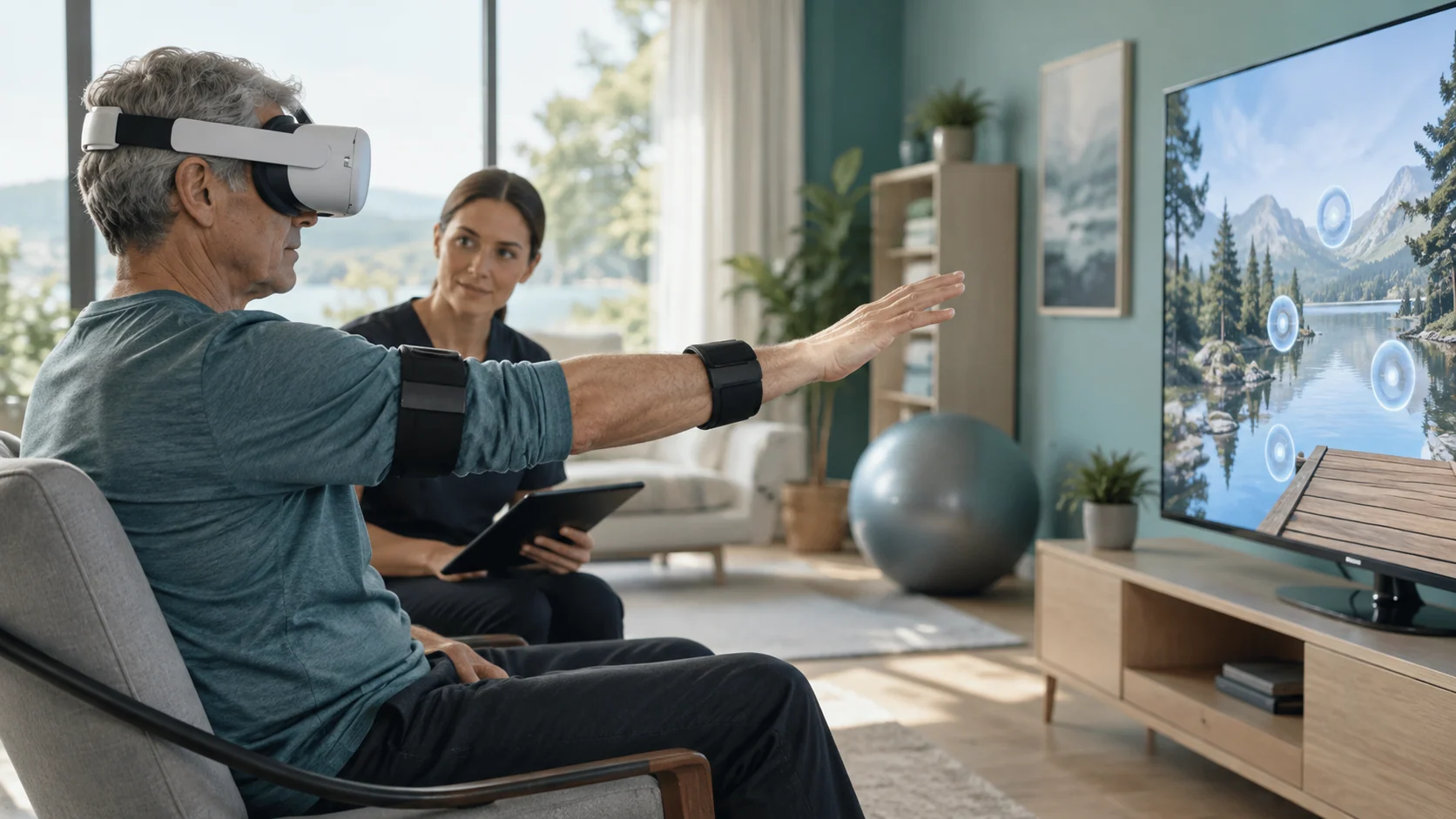 Concept illustration: XR Rehabilitation Platforms: AI-Guided Recovery and Remote Care
