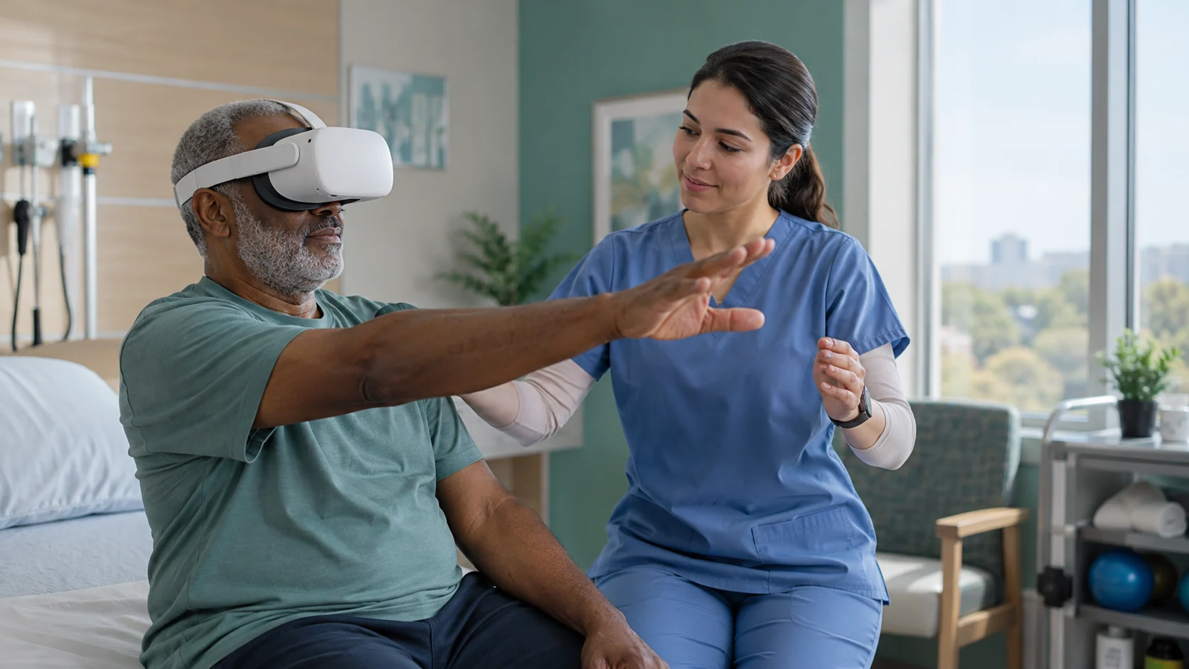 Concept illustration: XR Rehabilitation Platforms: AI-Guided Recovery and Remote Care