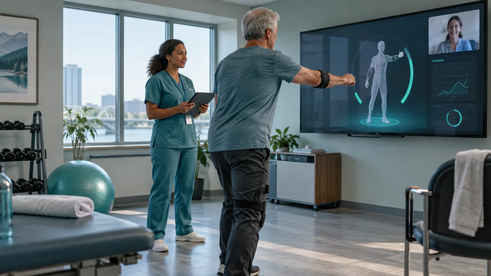 Concept illustration: XR Rehabilitation Platforms: AI-Guided Recovery and Remote Care