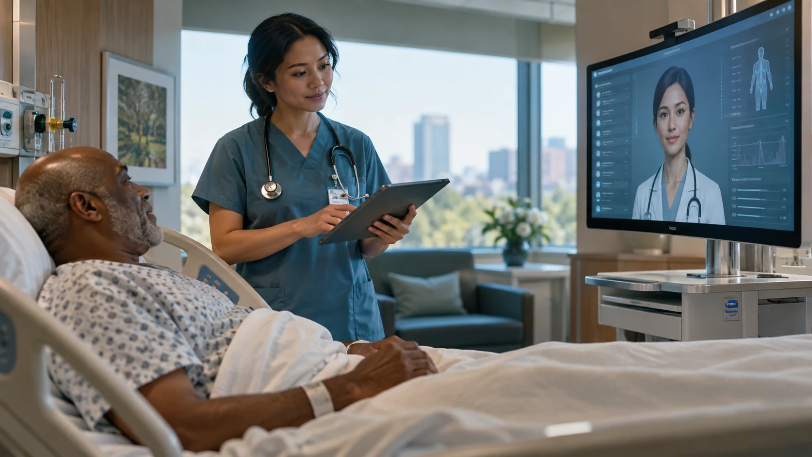 Concept illustration: How Hospitals Use an AI Medical Assistant for Daily Workflows