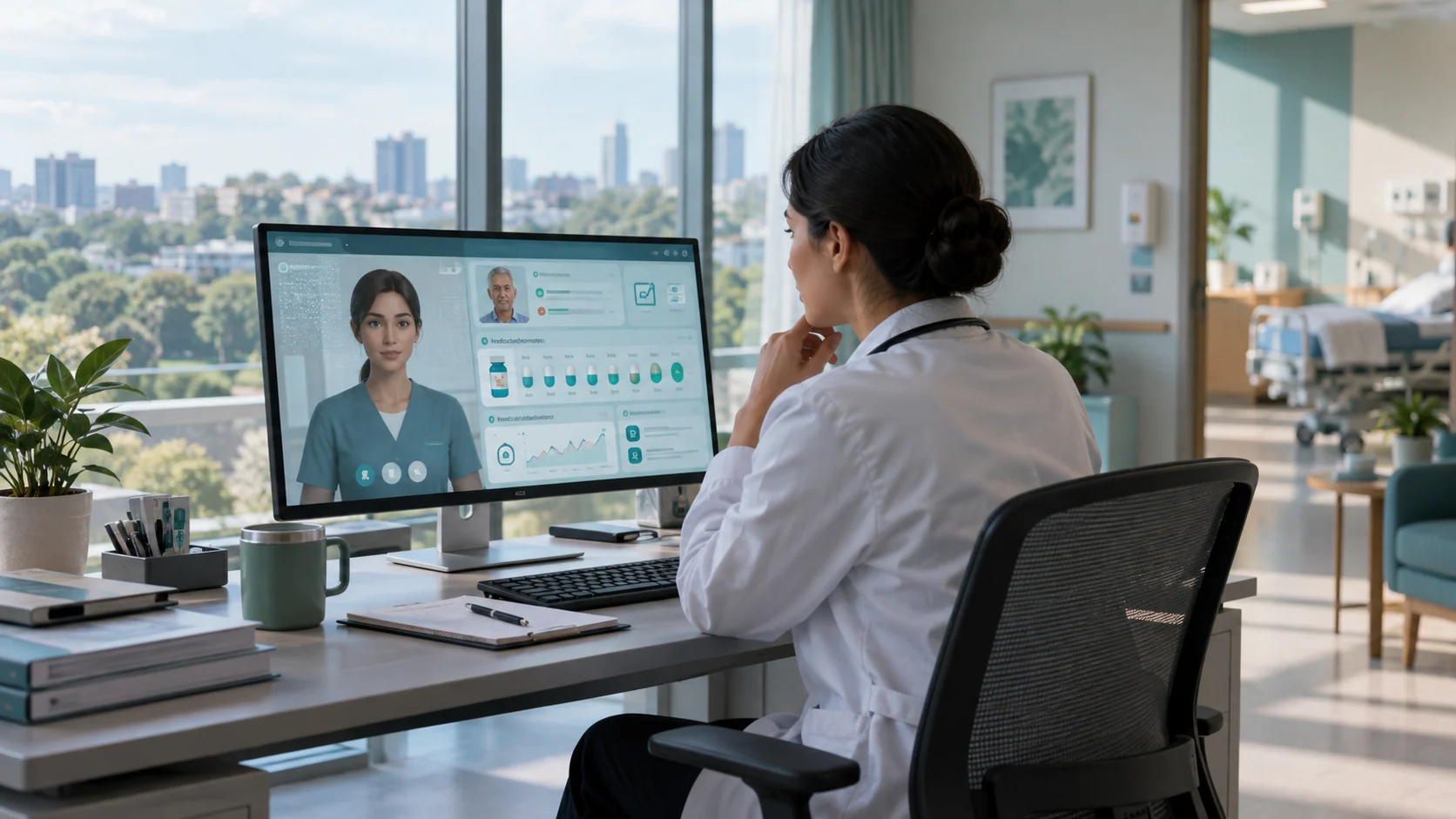Concept illustration: Medication Adherence Technology with AI Avatars and XR
