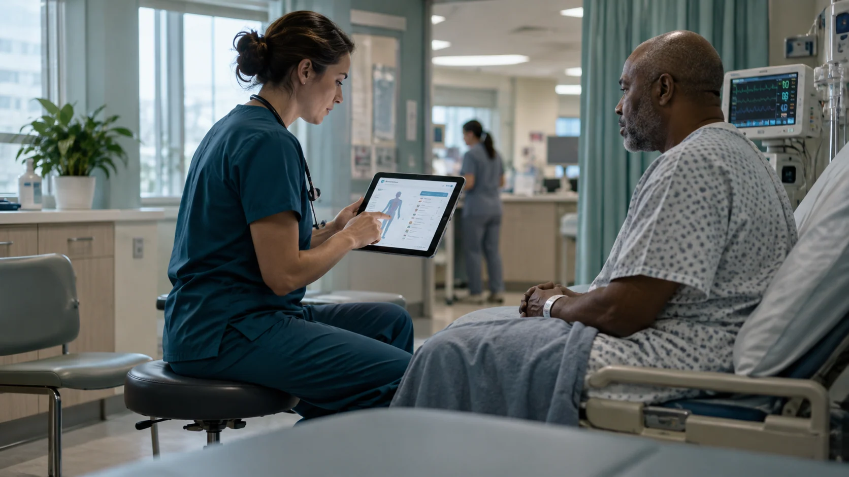 Concept illustration: How an AI Health Assistant Reduces Clinician Workload in Hospitals