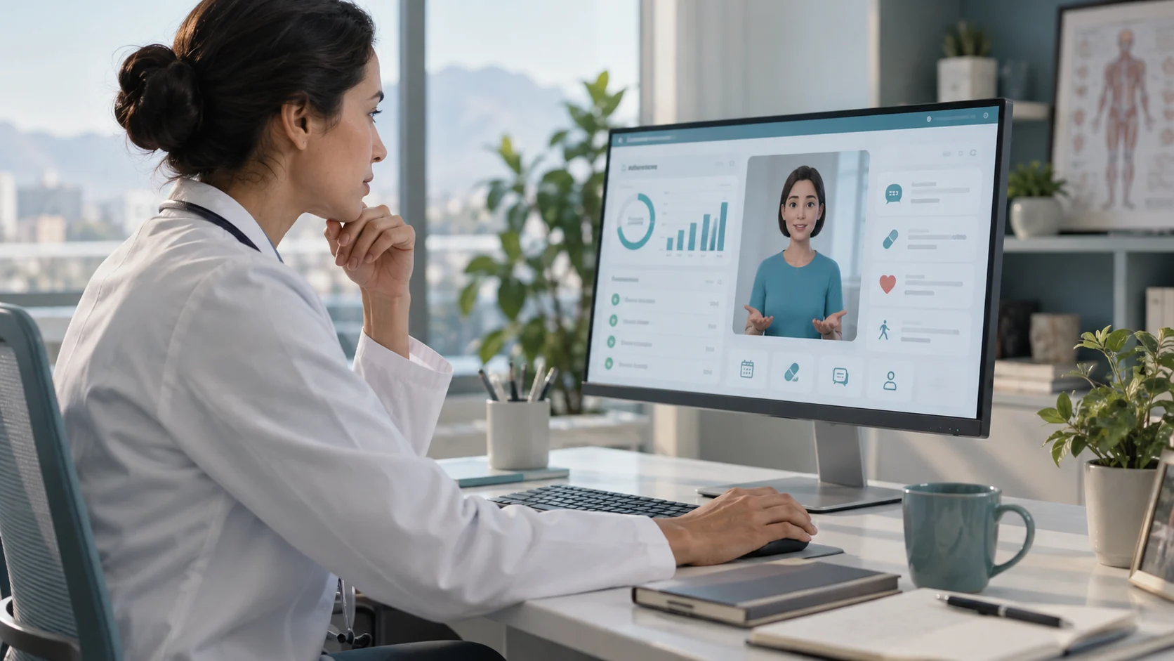 Concept illustration: Medication Adherence Technology with AI Avatars and XR