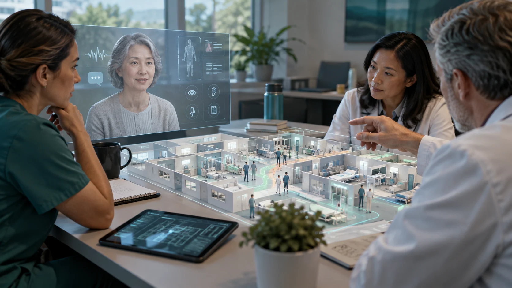 Concept illustration: Clinical Digital Twins in Healthcare XR: Safer Planning and Patient Flow