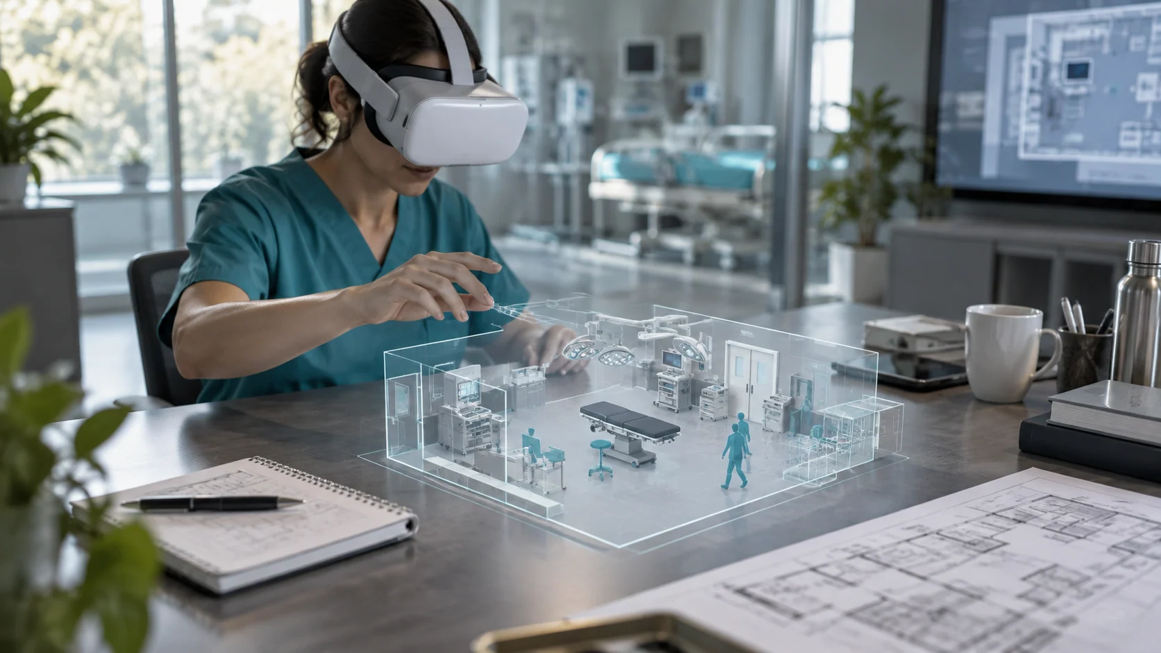 Concept illustration: Virtual Reality Healthcare in Hospital Design and Workflow Simulation