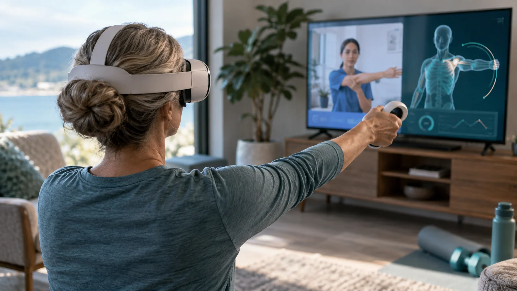 Concept illustration: XR Rehabilitation Platforms: AI-Guided Recovery and Remote Care