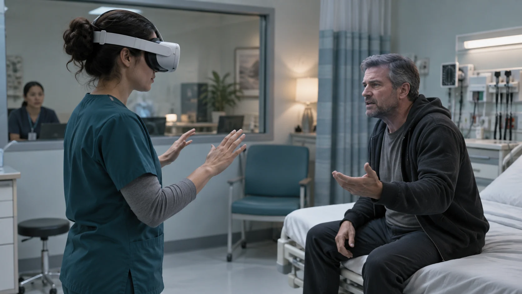 Concept illustration: Virtual Reality Medical Training for Healthcare De-Escalation