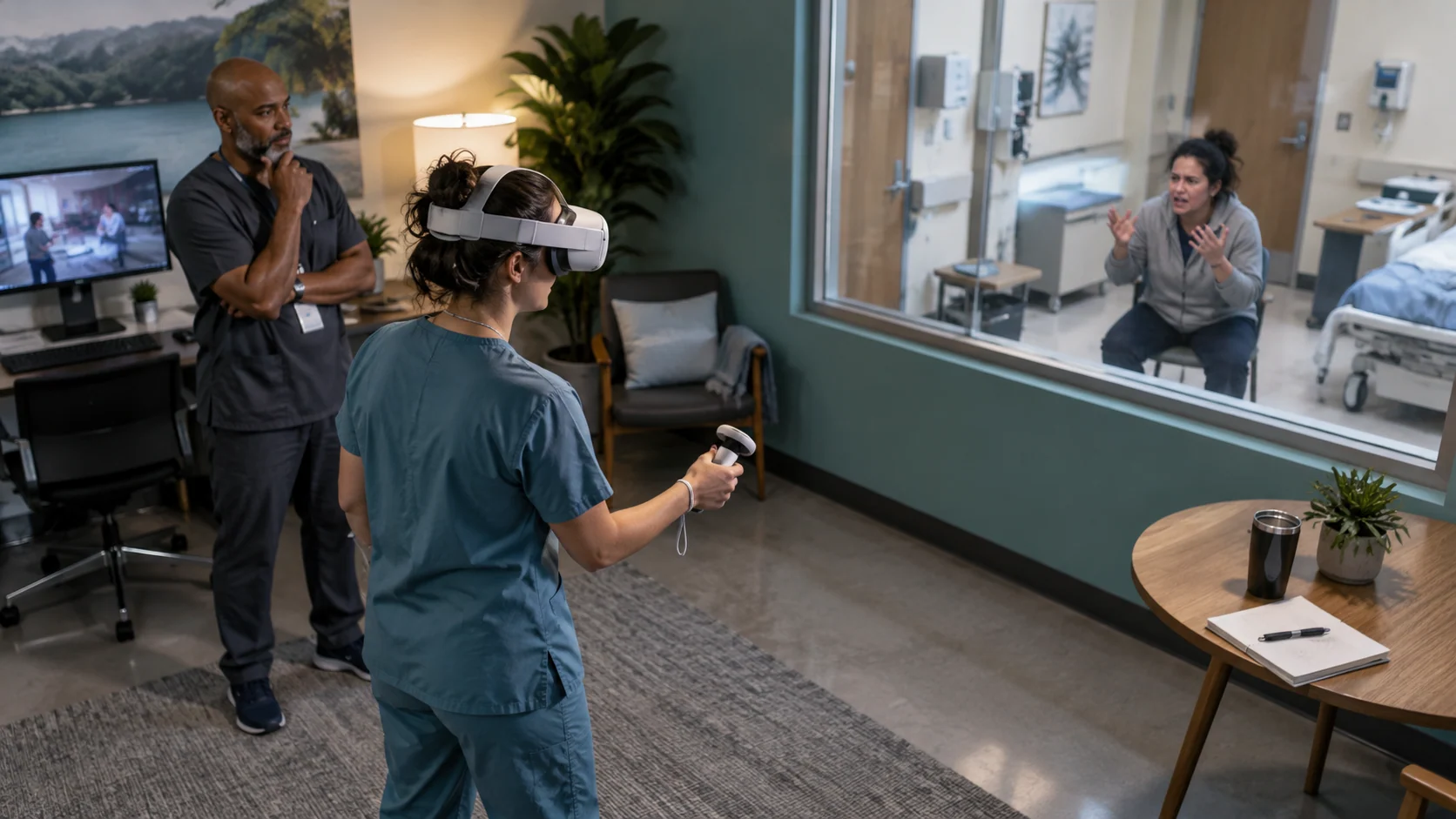 Concept illustration: De-Escalation Training for Healthcare Workers with XR