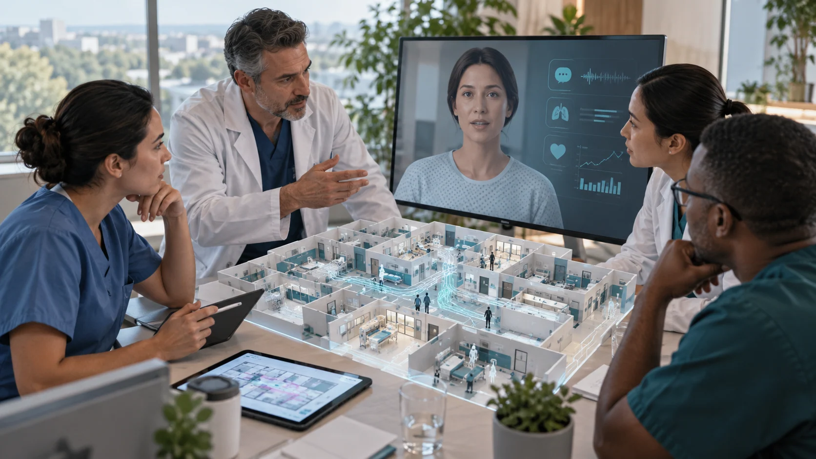 Concept illustration: Clinical Digital Twins in Healthcare XR: Safer Planning and Patient Flow