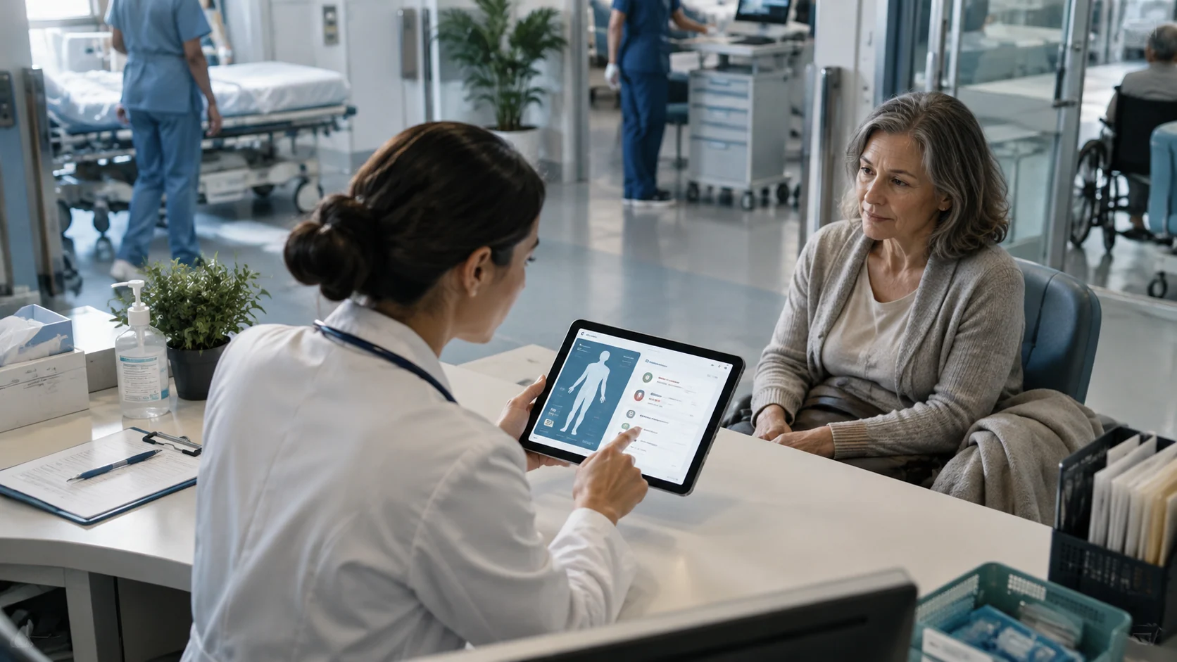 Concept illustration: How an AI Health Assistant Reduces Clinician Workload in Hospitals