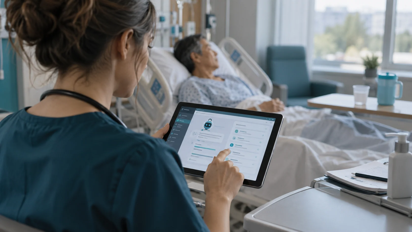 Concept illustration: How Hospitals Use an AI Medical Assistant for Daily Workflows