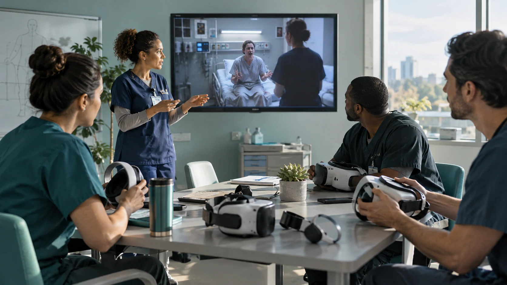 Concept illustration: Virtual Reality Medical Training for Healthcare De-Escalation